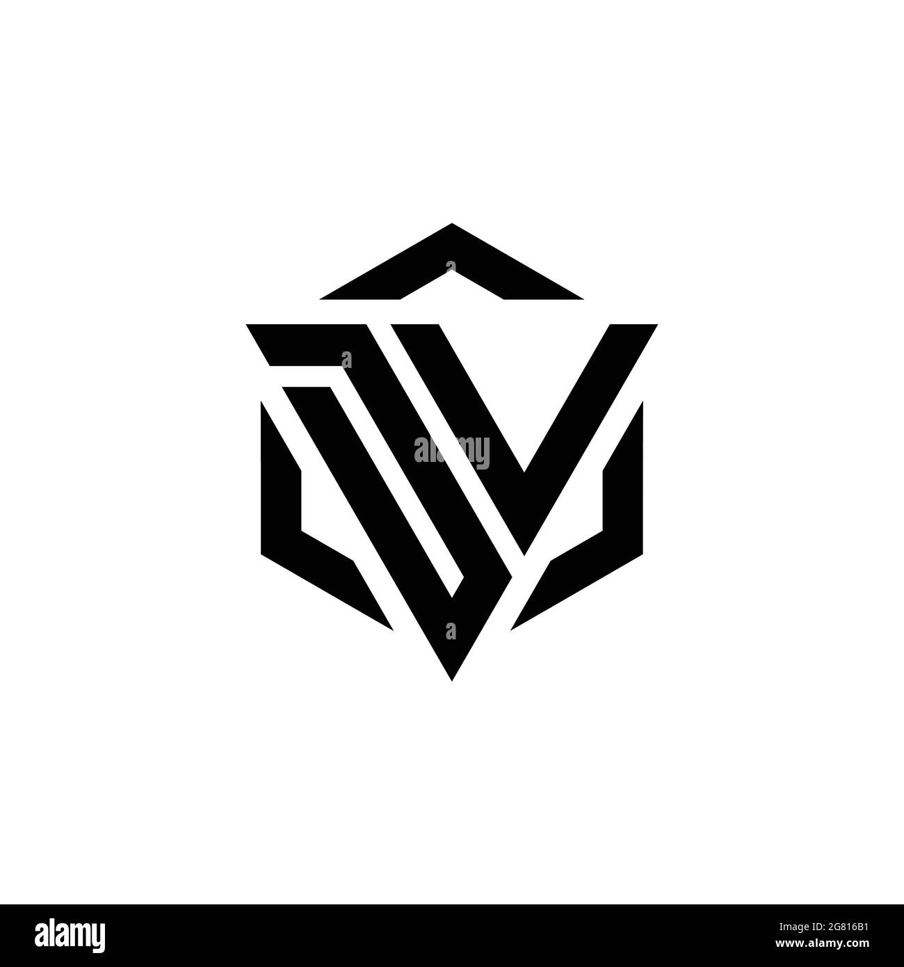 Monogramme DV logo avec gabarit de conception moderne triangulaire et hexagonale isolé sur fond blanc Illustration de Vecteur