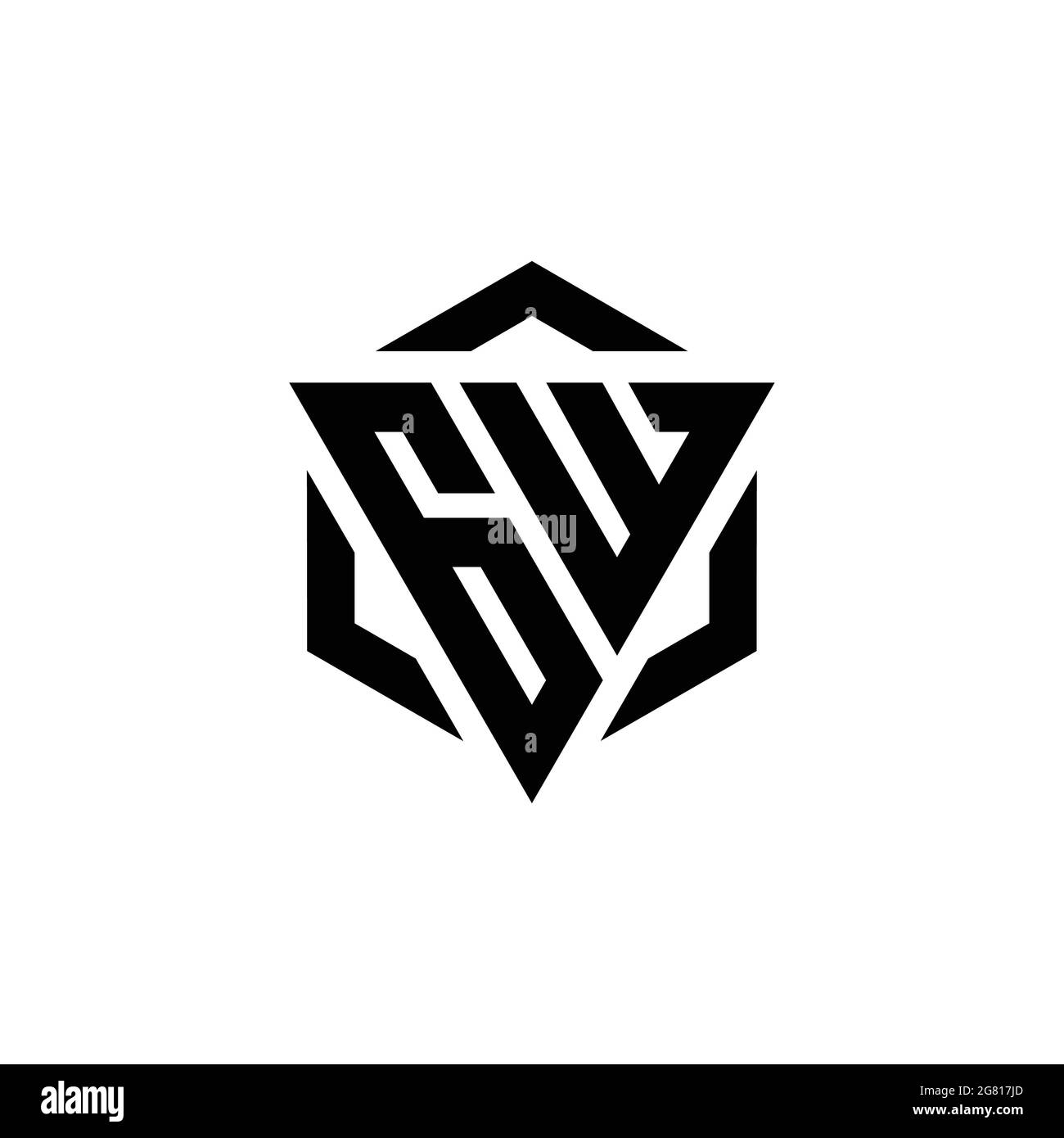 Logo GW monogramme avec gabarit de conception moderne triangulaire et ...
