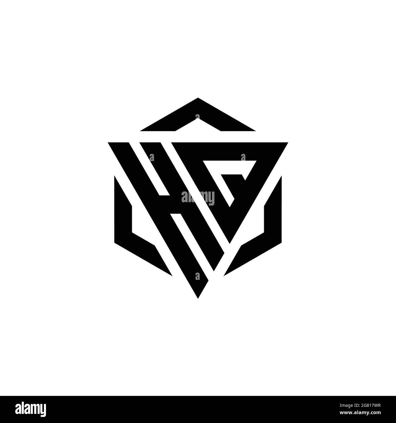 Logo HQ monogramme avec gabarit de conception moderne triangulaire et hexagonale isolé sur fond blanc Illustration de Vecteur