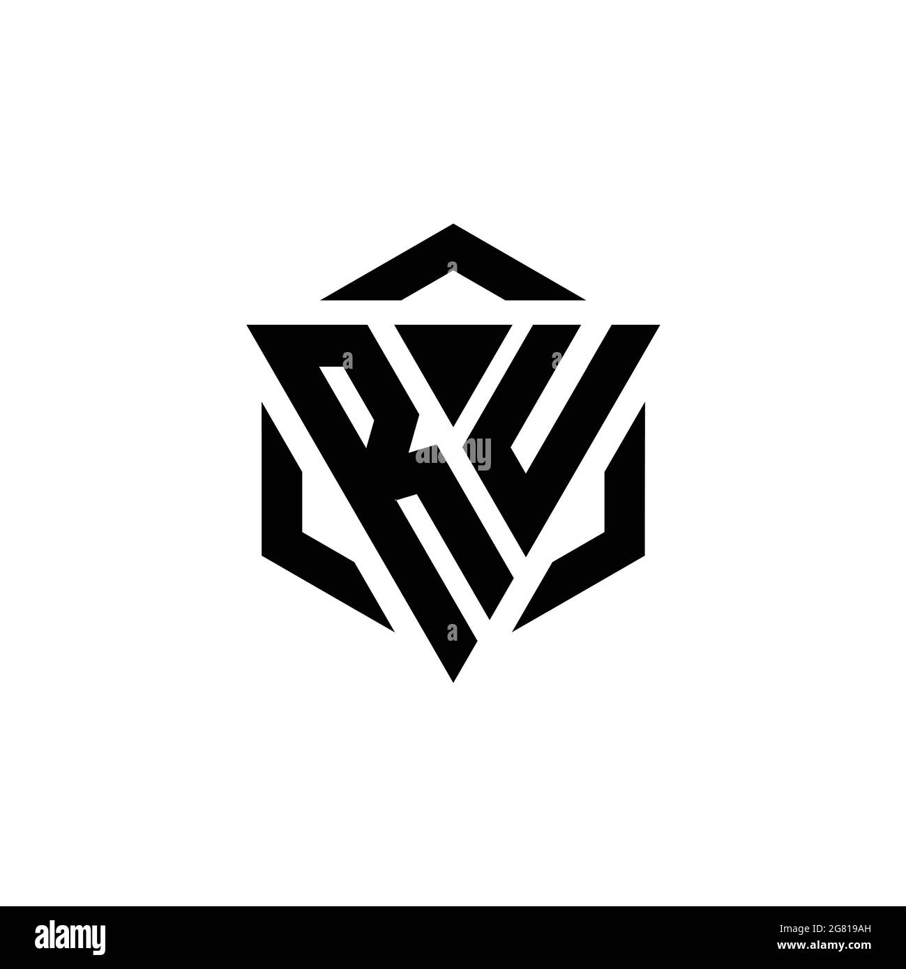 Monogramme avec triangle et modèle de conception moderne hexagonal isolé sur fond blanc Illustration de Vecteur