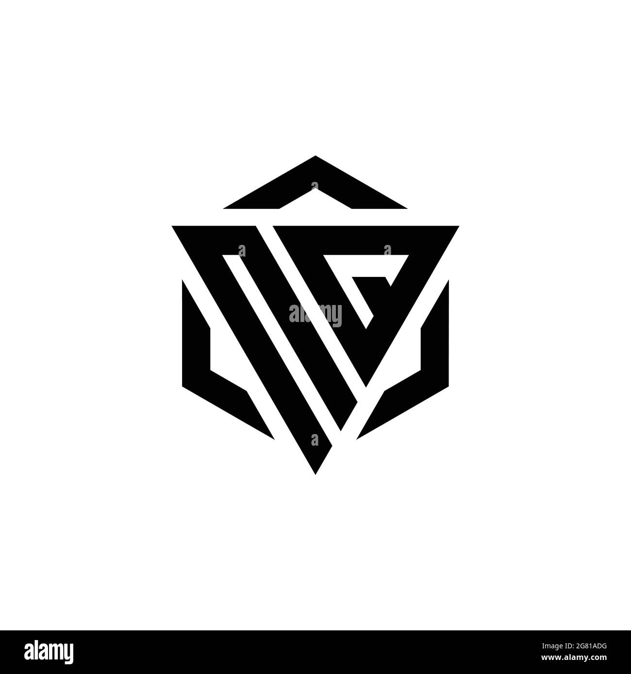 NQ logo monogramme avec triangle et modèle de conception moderne hexagonal isolé sur fond blanc Illustration de Vecteur