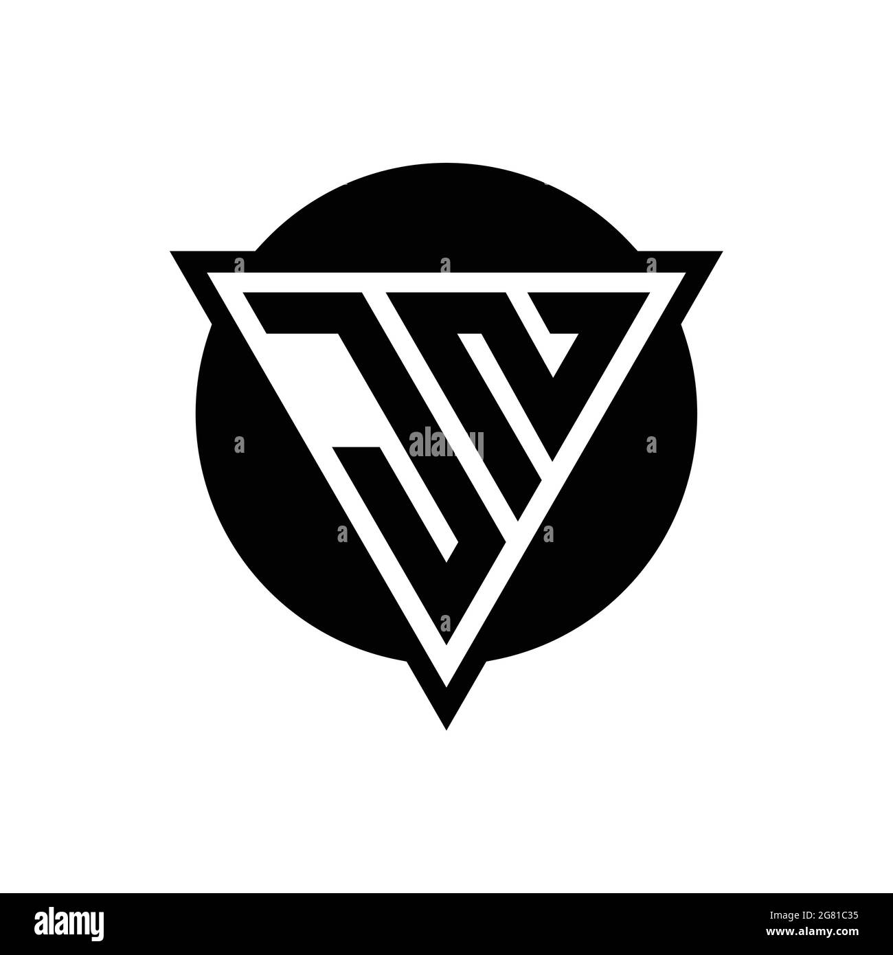Logo JN avec modèle de forme de cercle et triangle d'espace négatif isolé sur fond blanc Illustration de Vecteur