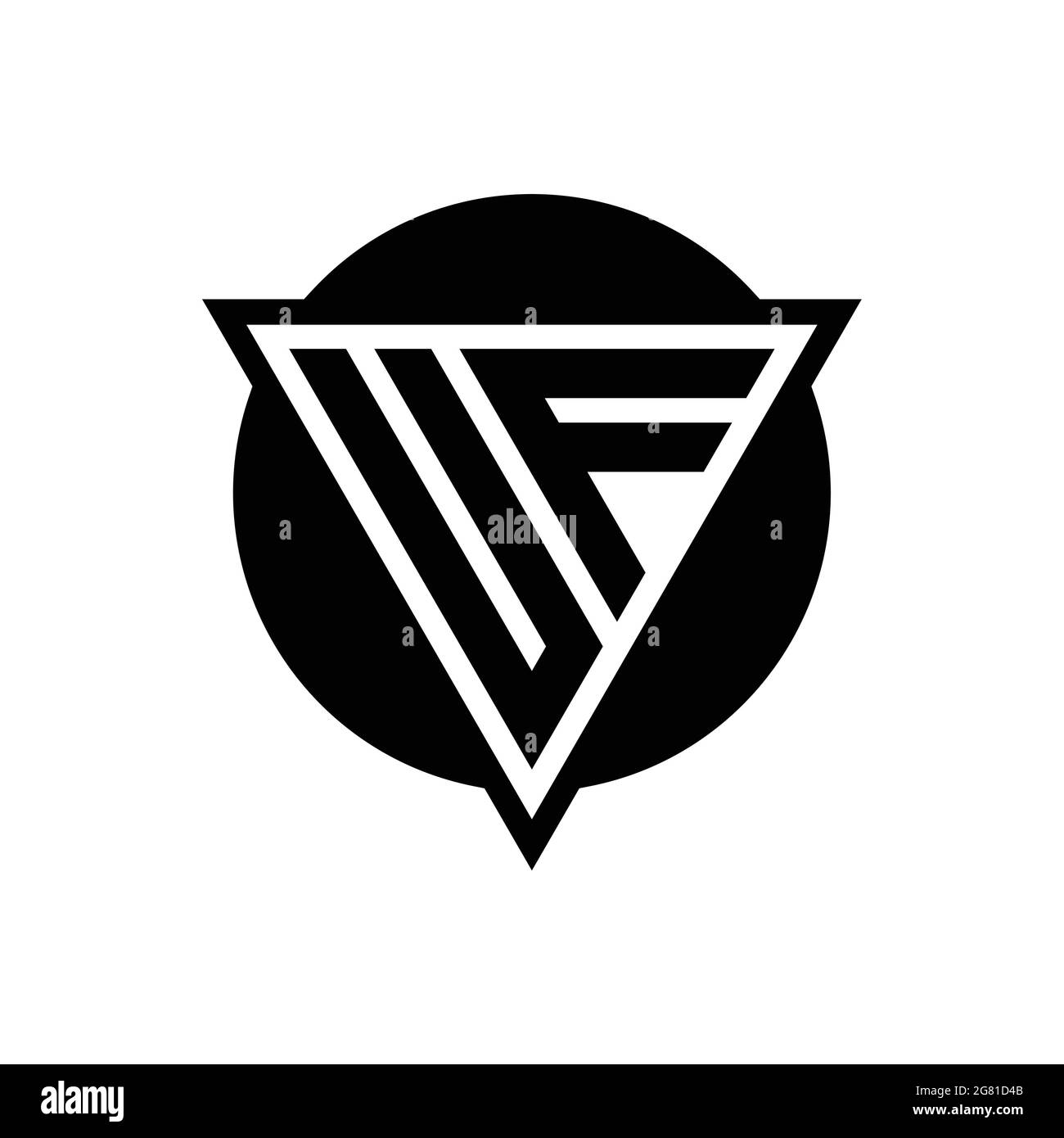 Logo UF avec modèle de forme de cercle et triangle d'espace négatif isolé sur fond blanc Illustration de Vecteur