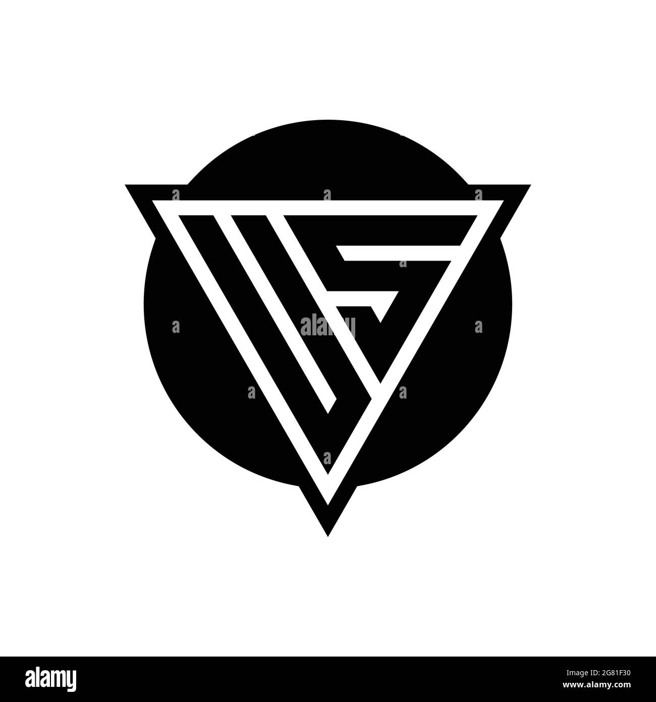 LOGO US avec triangle d'espace négatif et modèle de forme de cercle isolé sur fond blanc Illustration de Vecteur