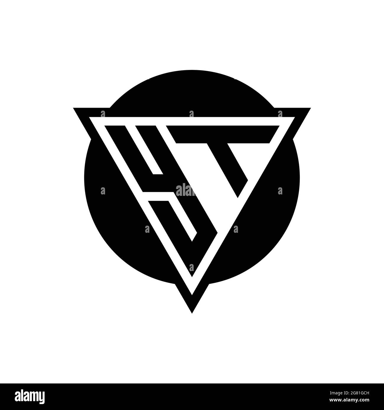 Logo YT avec modèle de forme de cercle et triangle d'espace négatif isolé sur fond blanc Illustration de Vecteur