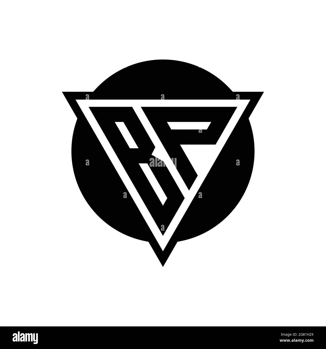 Logo BP avec triangle d'espace négatif et modèle de forme de cercle isolé sur fond blanc Illustration de Vecteur