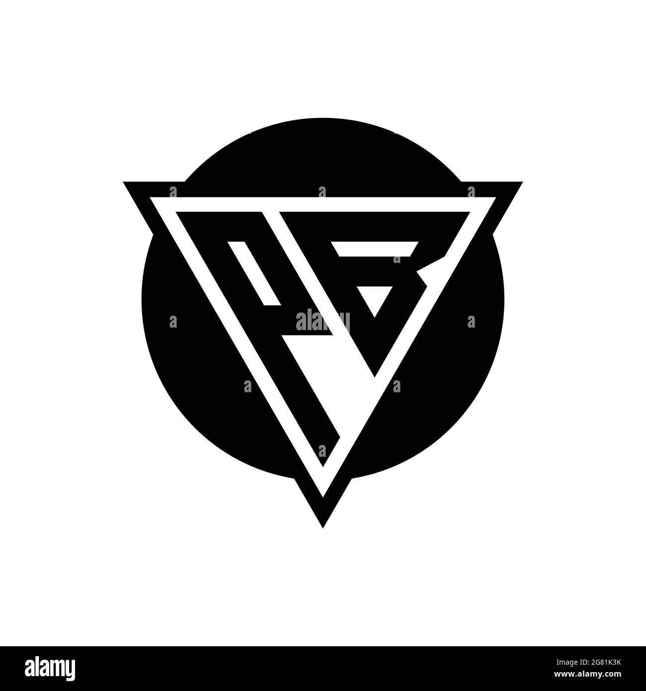 Logo PB avec triangle d'espace négatif et modèle de forme de cercle isolé sur fond blanc Illustration de Vecteur