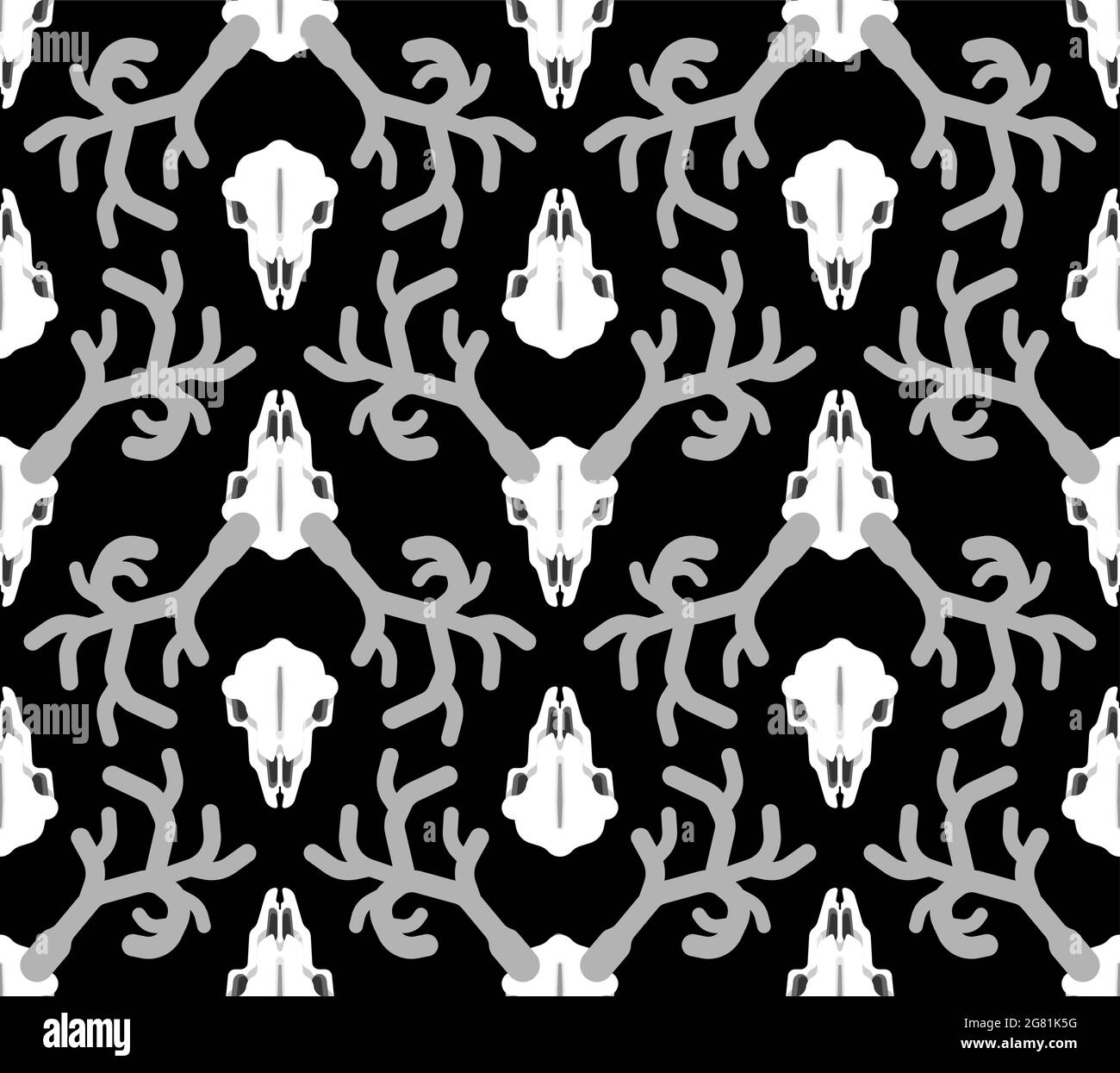 Motif crâne cerf sans couture. Arrière-plan de la tête du squelette de l'orignal. Texture vectorielle Illustration de Vecteur Motif crâne cerf sans couture. Arrière-plan de la tête du squelette de l'orignal. Texture vectorielle Illustration de Vecteur