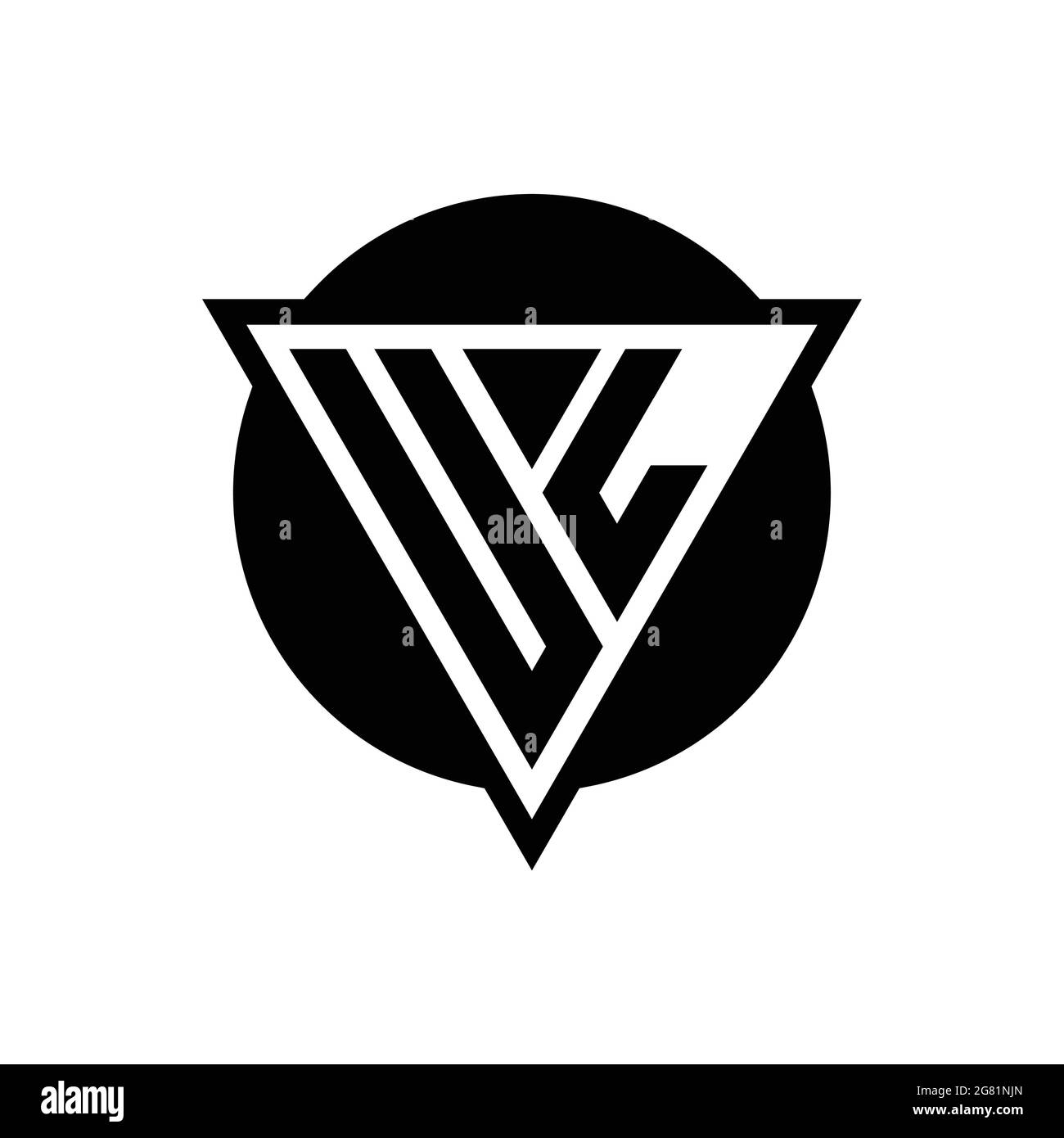 Logo UL avec triangle d'espace négatif et modèle de forme de cercle isolé sur fond blanc Illustration de Vecteur