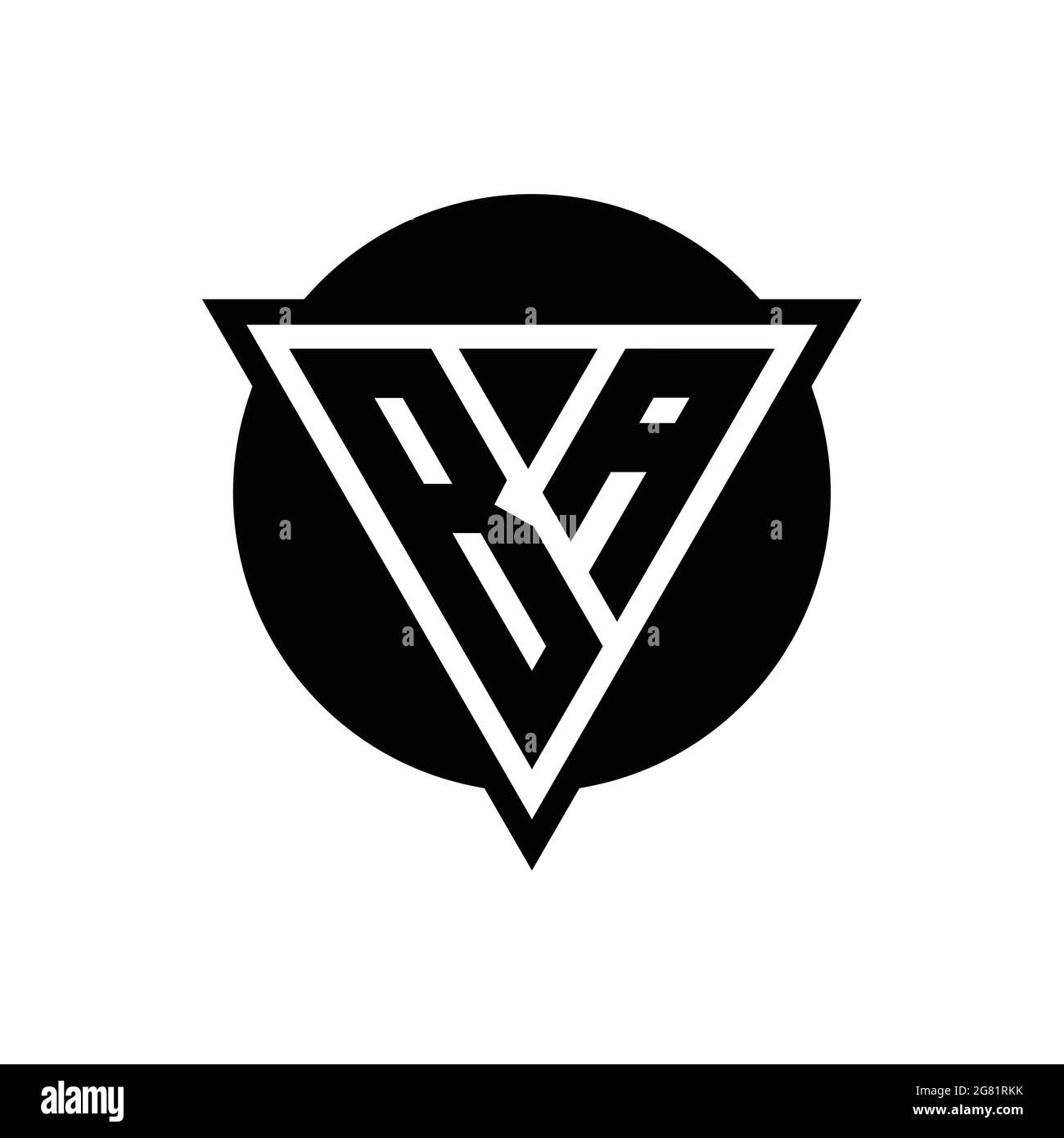 Logo BA avec triangle d'espace négatif et modèle de forme de cercle isolé sur fond blanc Illustration de Vecteur