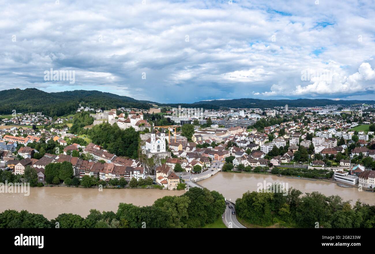 Inondations en Suisse Banque D'Images