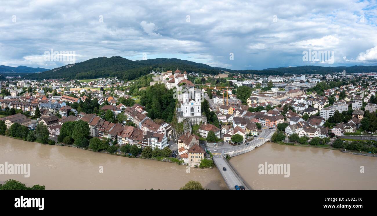 Inondations en Suisse Banque D'Images