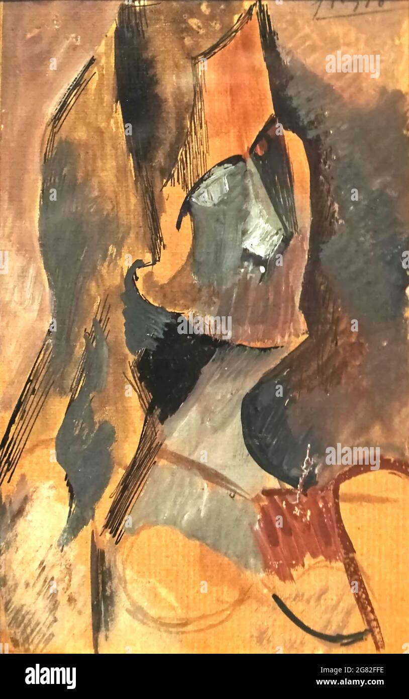 Peinture de Pablo Picasso nommé Tete de femme à l'intérieur du musée d'art Museu Colecao Berado à Lisbonne Banque D'Images