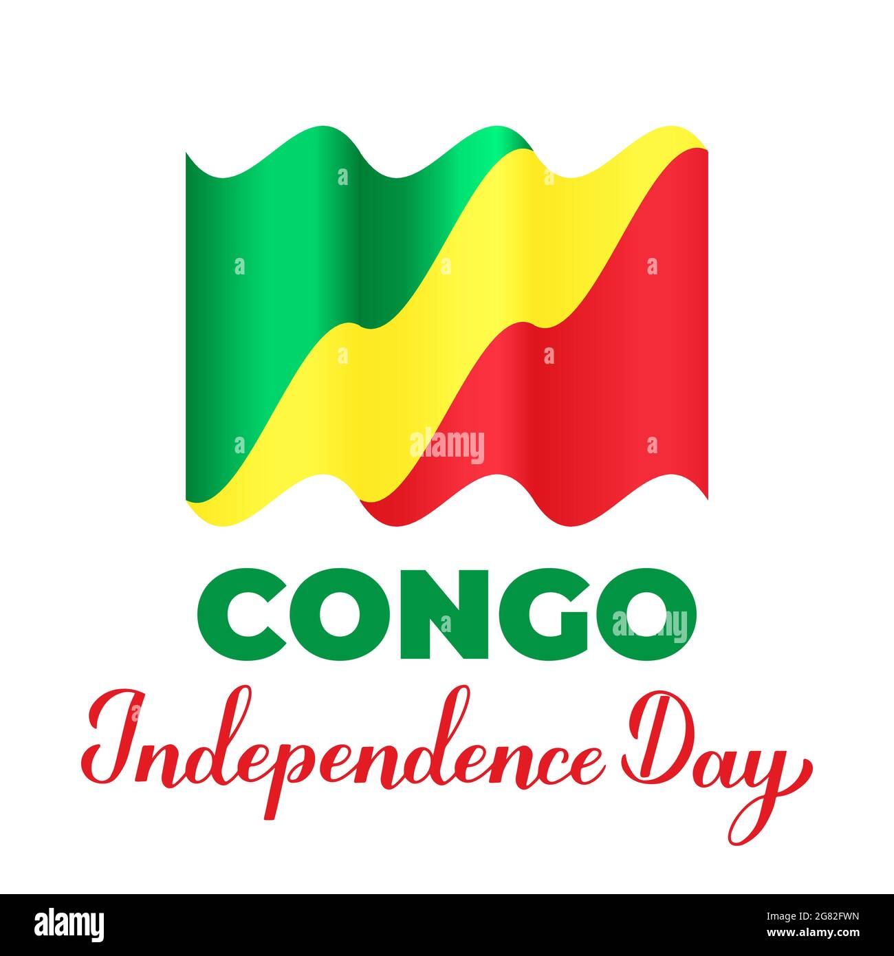 Lettre du Congo Independence Day avec drapeau. Fête nationale le 15 août. Modèle vectoriel facile à modifier pour la bannière d'affiche typographique, la brochure, Illustration de Vecteur