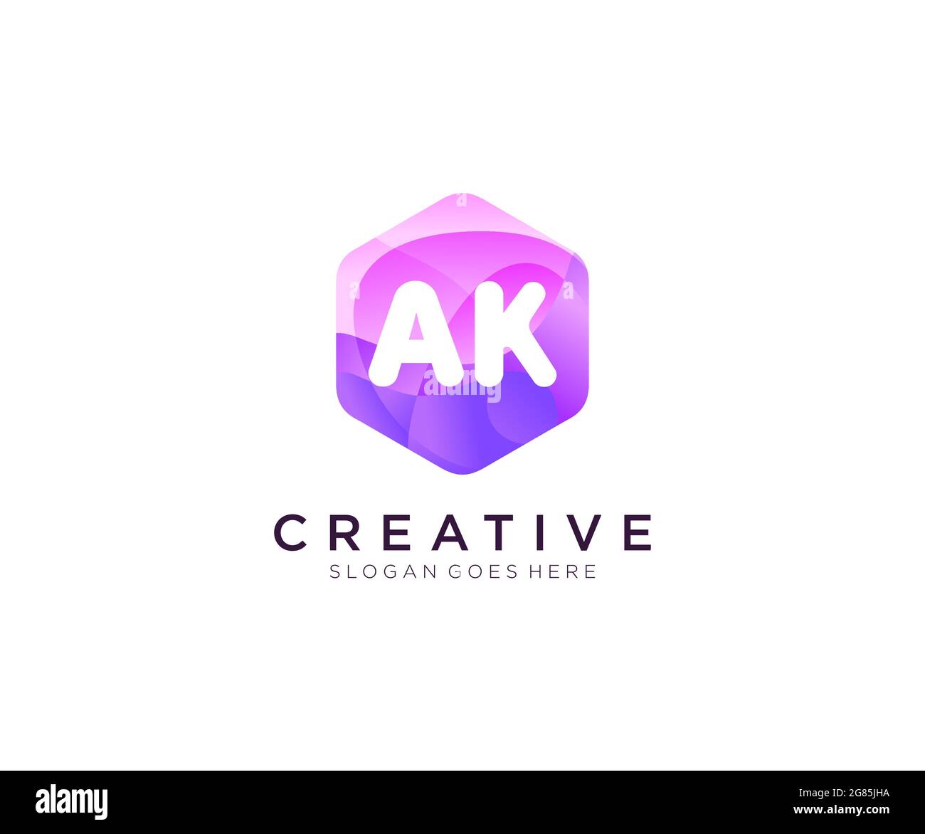 Logo initial AK avec modèle coloré de logo Hexagon Modern Business Alphabet Illustration de Vecteur