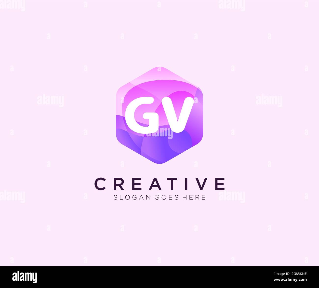 Logo GV initial avec modèle de logo Hexagon Modern Business Alphabet coloré Illustration de Vecteur