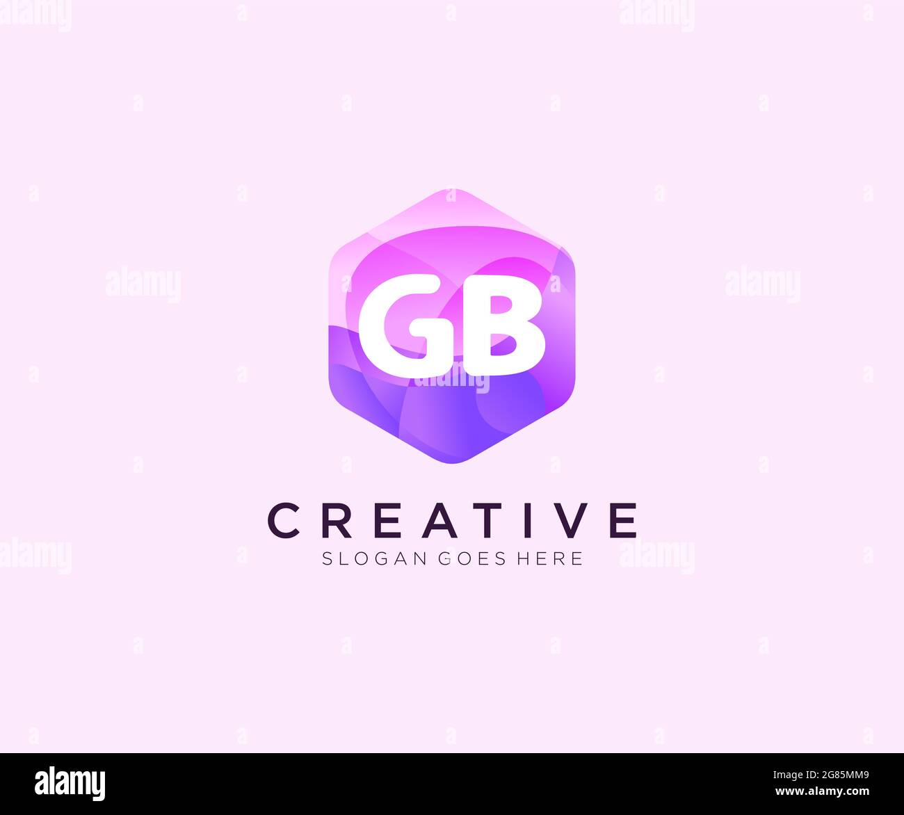 Logo initial GB avec modèle coloré de logo Hexagon Modern Business Alphabet Illustration de Vecteur