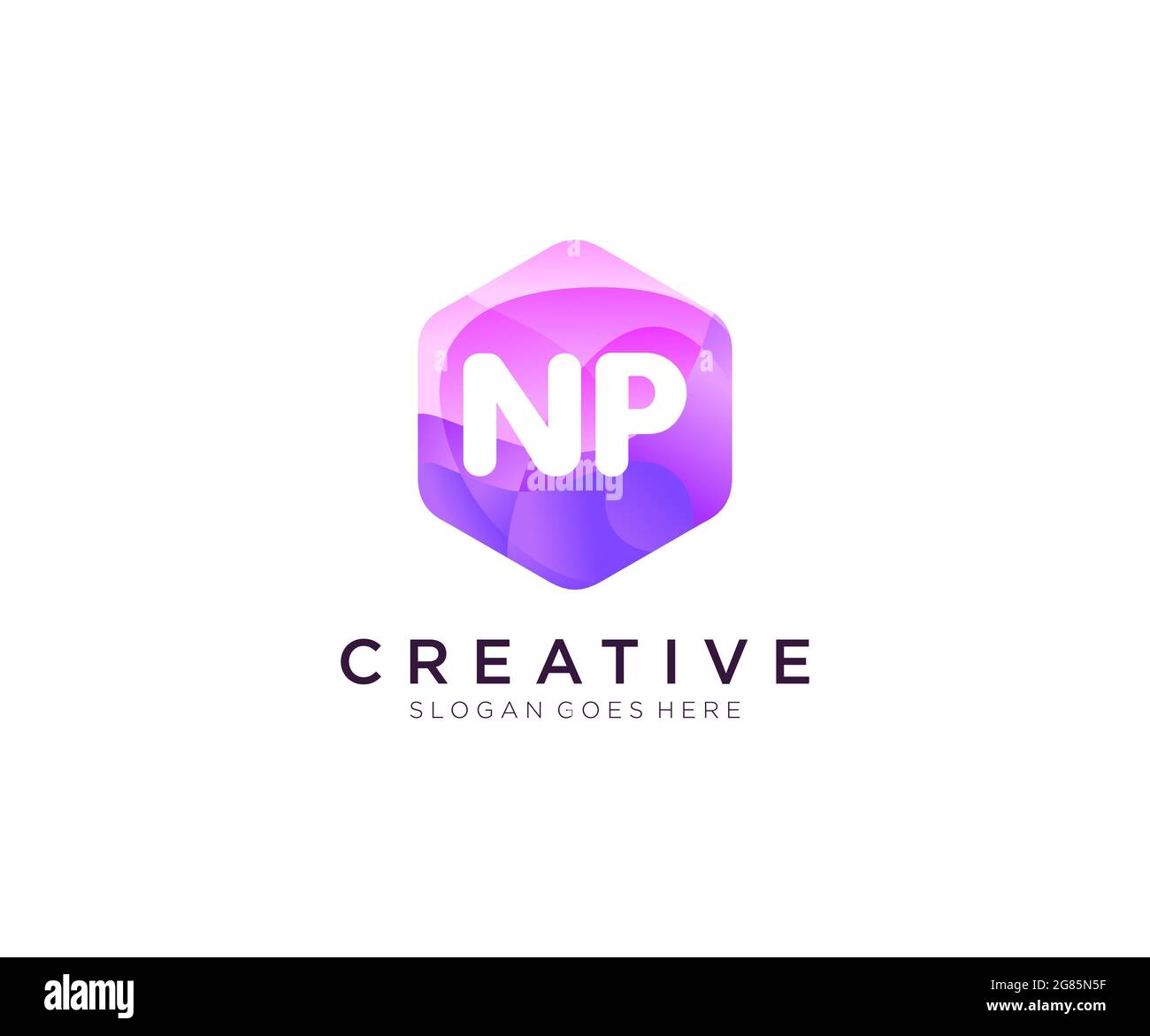 Logo NP initial avec modèle coloré de logo Hexagon Modern Business Alphabet Illustration de Vecteur