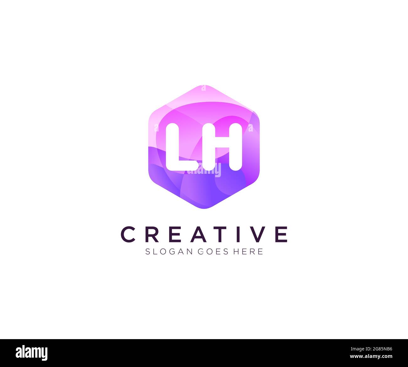 Logo LH initial avec modèle coloré de logo Hexagon Modern Business Alphabet Illustration de Vecteur