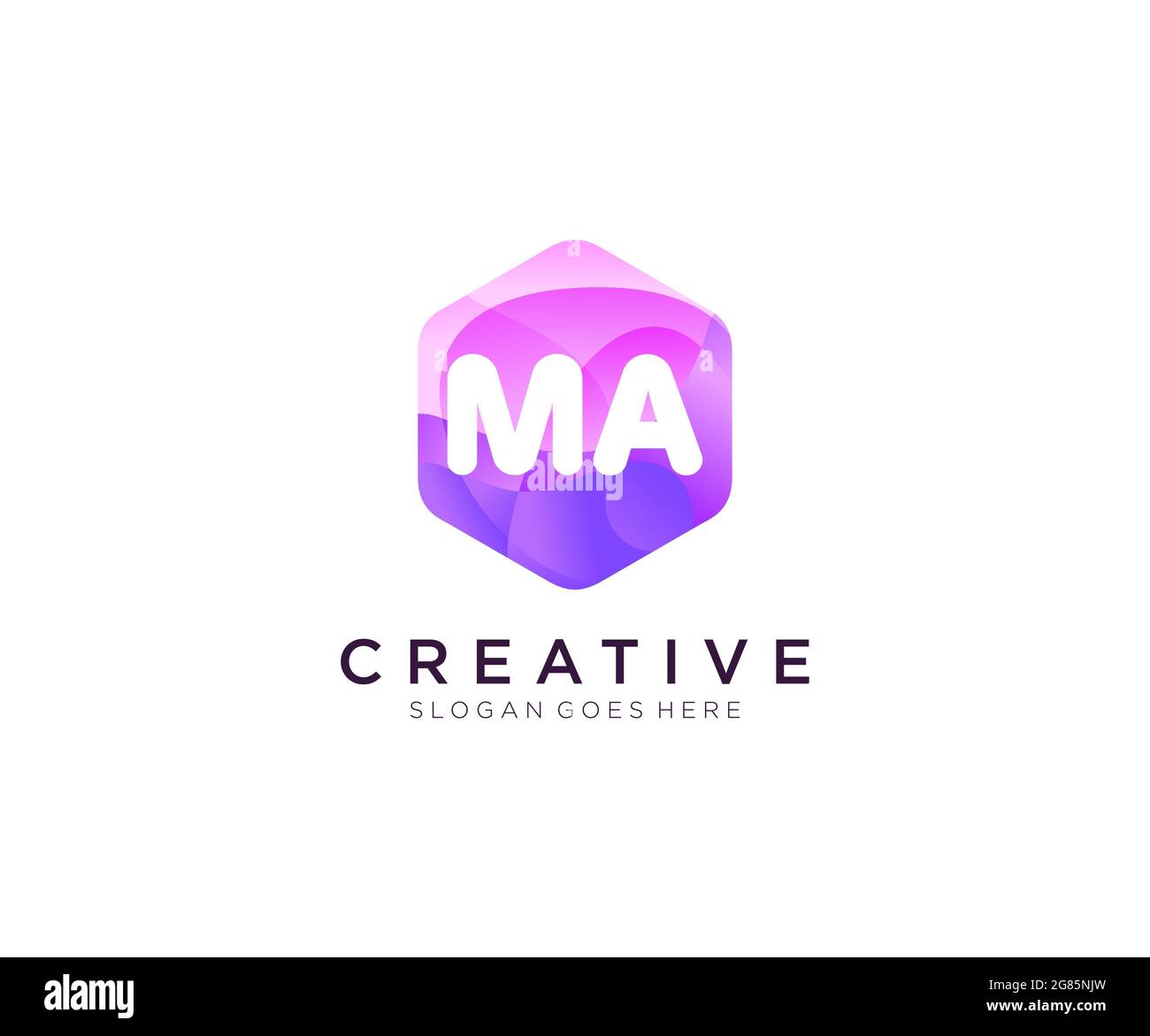 LOGO INITIAL MA avec modèle de logo Hexagon Modern Business Alphabet coloré Illustration de Vecteur