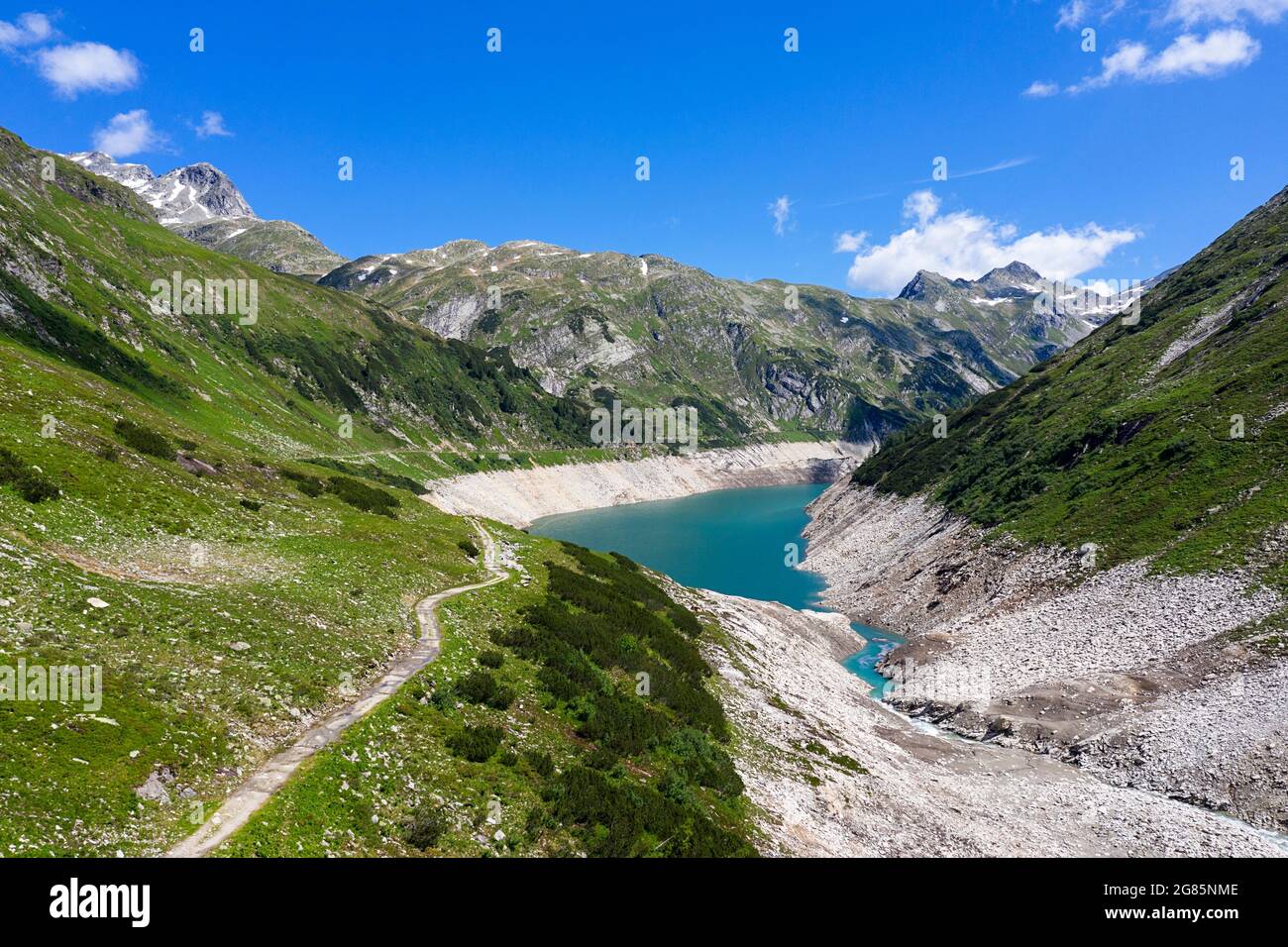 Point de vue sur le lac réservoir Kölnbreinsperre au bout de la route alpine de Malte, Carinthie, Autriche Banque D'Images