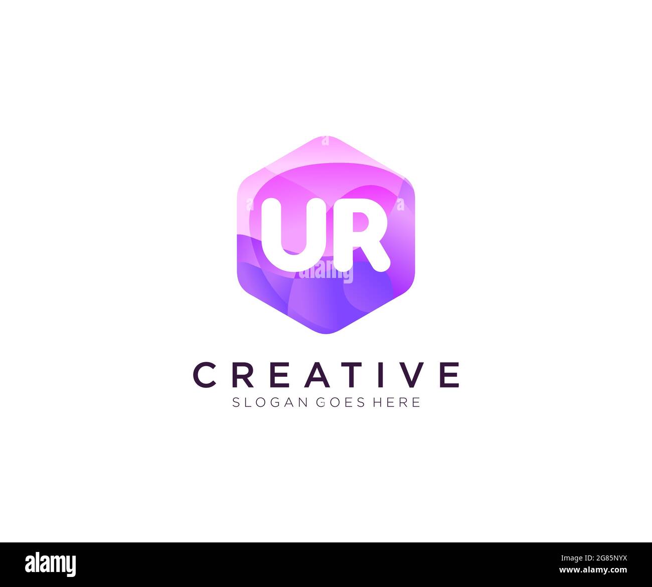 UR logo initial avec modèle coloré de logo Hexagon Modern Business Alphabet Illustration de Vecteur