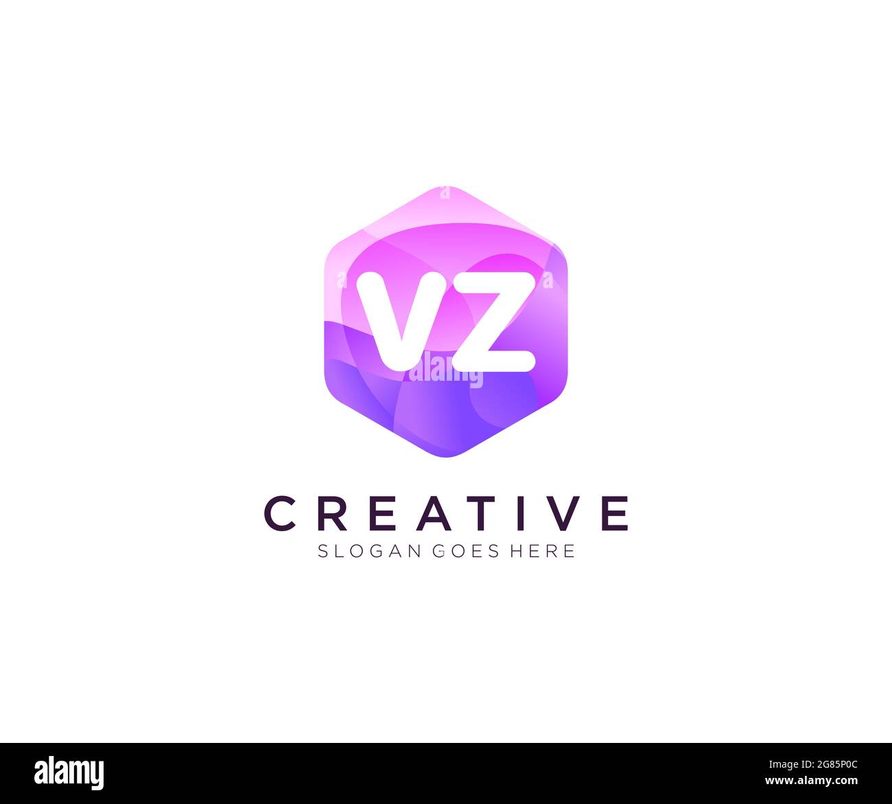 Logo VZ initial avec modèle coloré de logo Hexagon Modern Business Alphabet Illustration de Vecteur