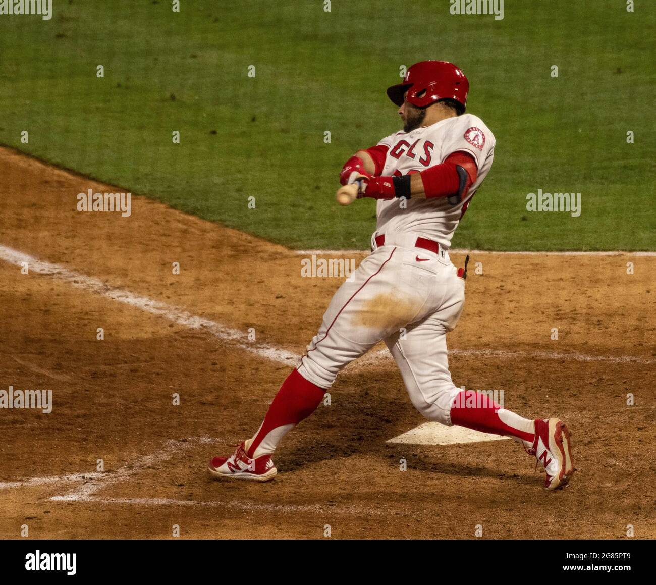 Anaheim, États-Unis. 17 juillet 2021. David Fletcher joue dans le 9e repas du match contre les Seattle Mariners à Angel Stadium à Anaheim le vendredi 16 juillet 2021. Photo de Michael Goulding/UPI crédit: UPI/Alay Live News Banque D'Images