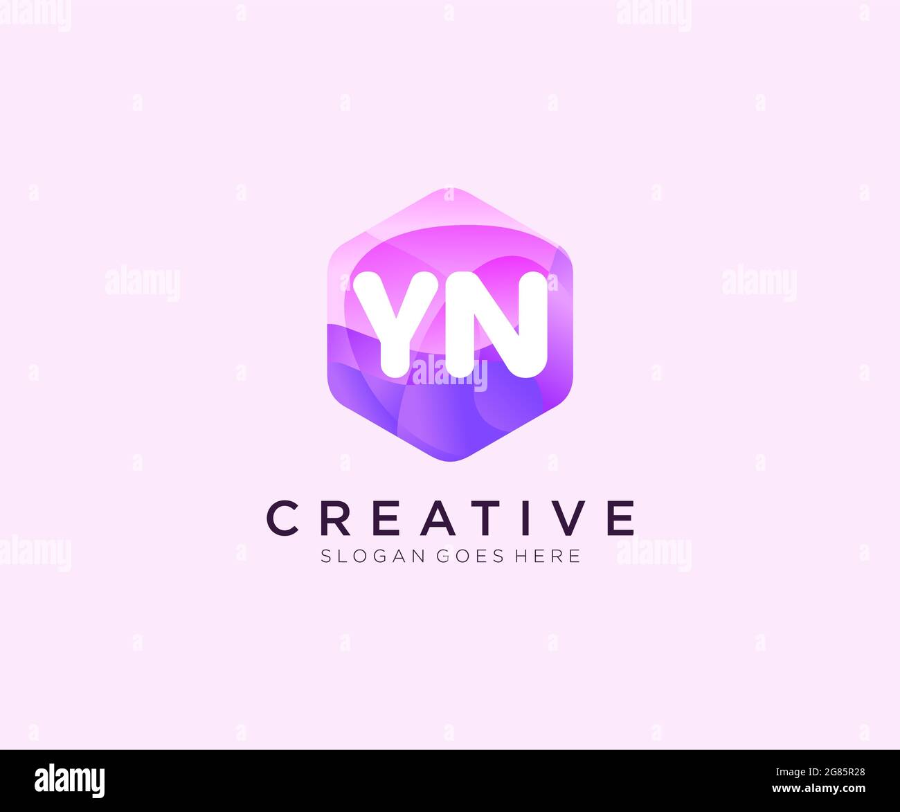 YN logo initial avec modèle coloré de logo Hexagon Modern Business Alphabet Illustration de Vecteur
