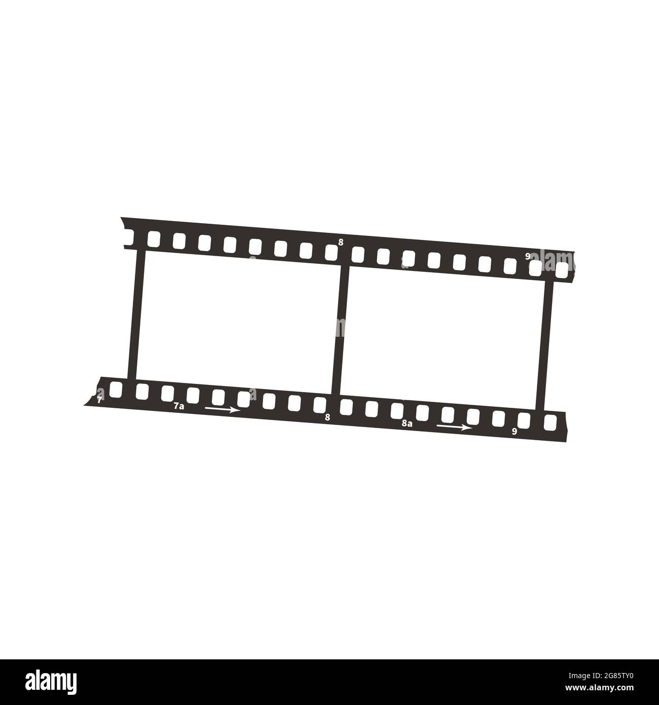Deux cadres de film 35 mm de diamètre positif, simple icône noire sur blanc Illustration de Vecteur