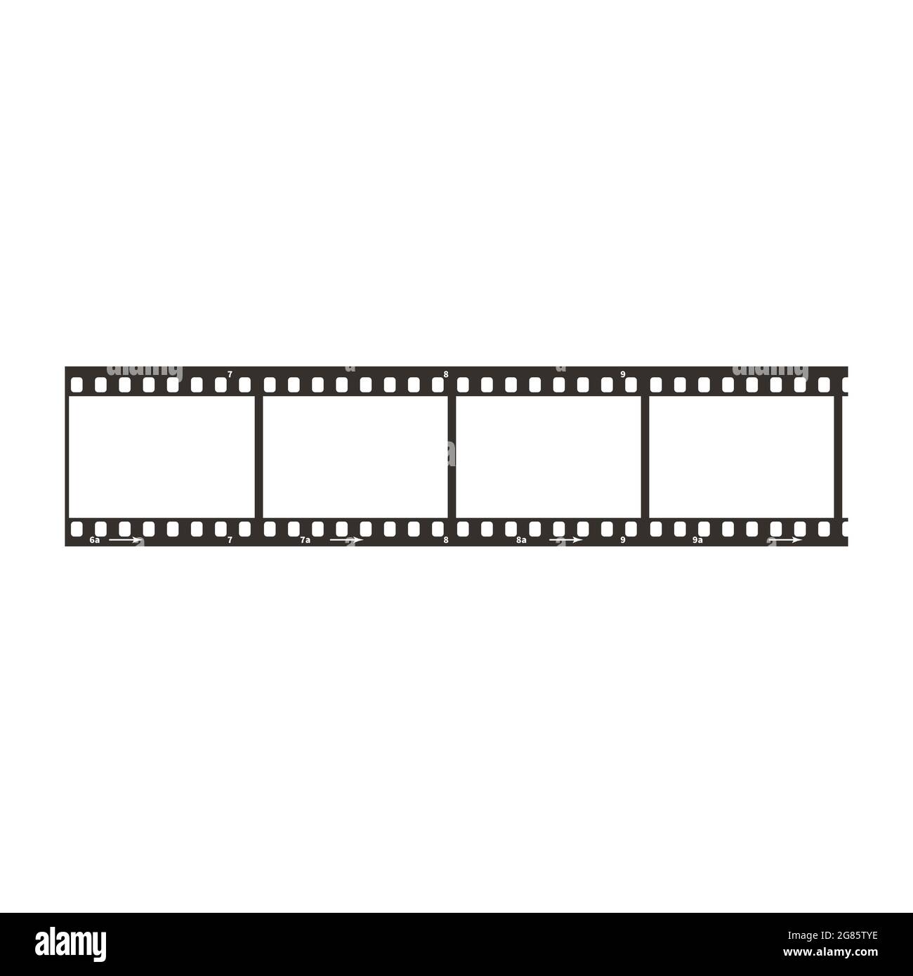 Quatre cadres de film 35 mm de diamètre positif, simple icône noire sur blanc Illustration de Vecteur