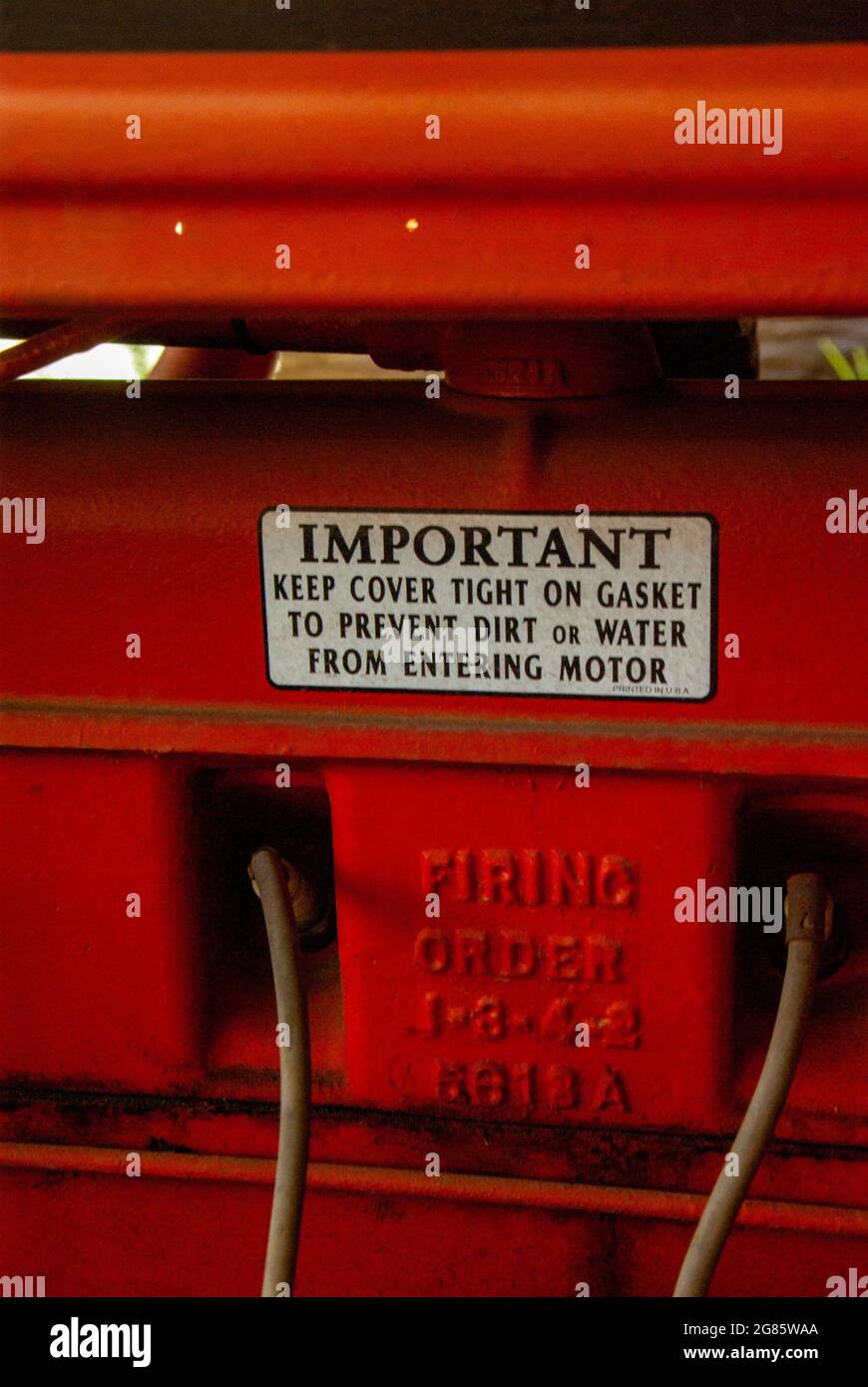 Plaque d'avertissement du tracteur. Banque D'Images