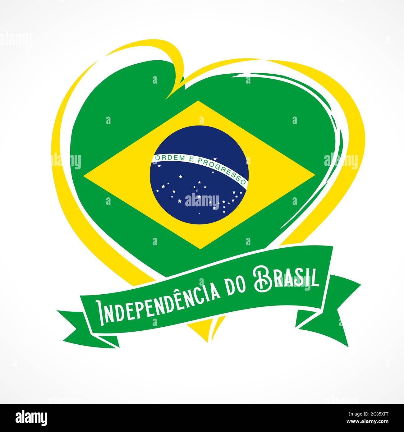 Le jour de l'indépendance du Brésil évoque l'idée. Éléments de drapeau brésilien avec carte de style trait de pinceau. Concept d'icône créative des fêtes nationales. Abstrait isolé Illustration de Vecteur