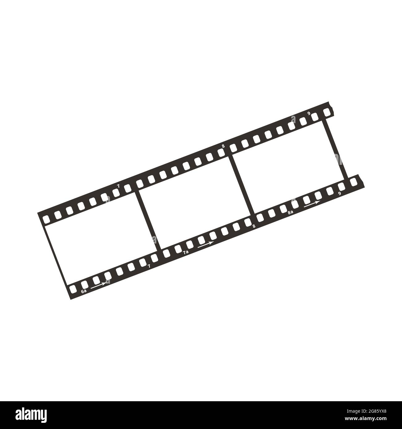 Trois cadres de film 35 mm de diamètre positif, simple icône noire sur blanc Illustration de Vecteur