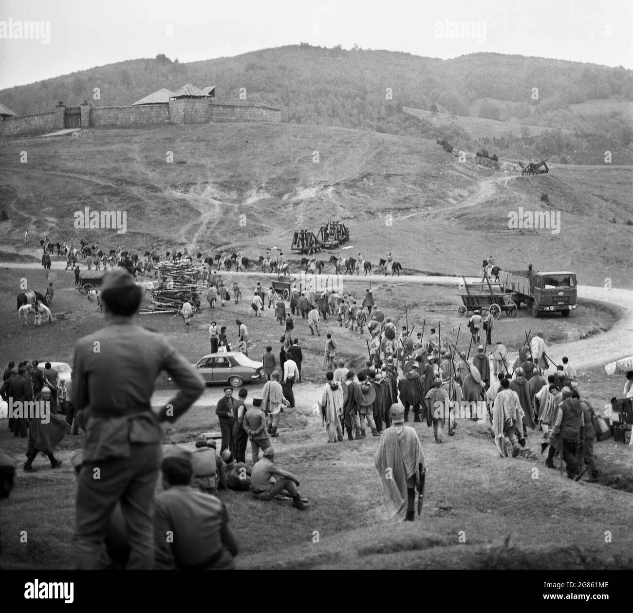 Roumanie, environ 1979. Tournage pour le film « Burebista », réalisateur Gheorghe Vitanidis. Banque D'Images