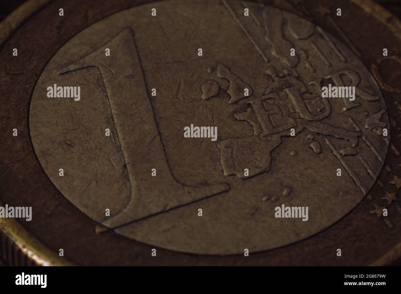 Macro une pièce d'euro monnaie européenne, concept d'économie d'argent Banque D'Images