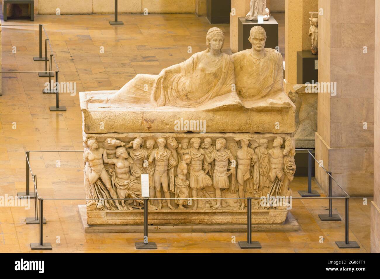 Sarcophage en pierre au Musée national de Beyrouth, Beyrouth, Liban Banque D'Images