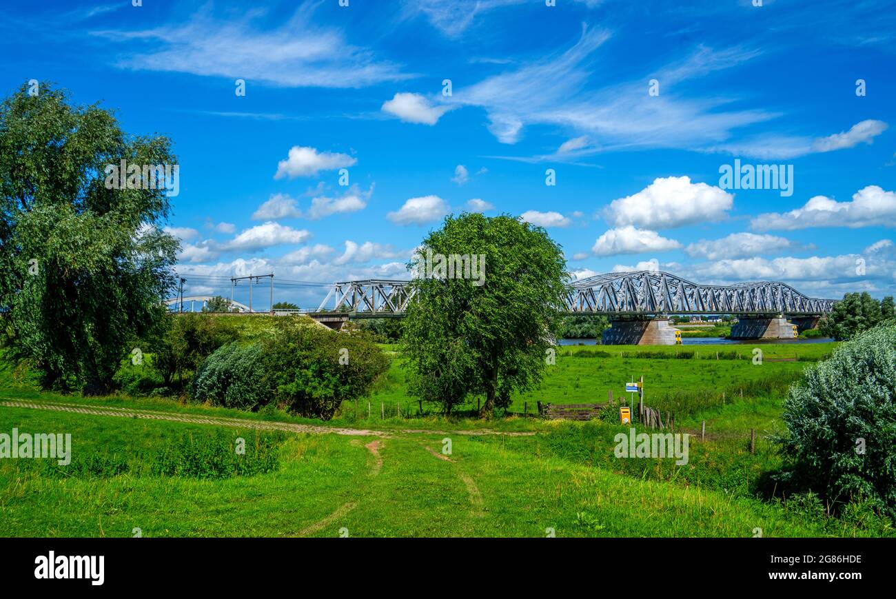 Pont ferroviaire sur la Meuse près de Hertogenbosch, pays-Bas Banque D'Images