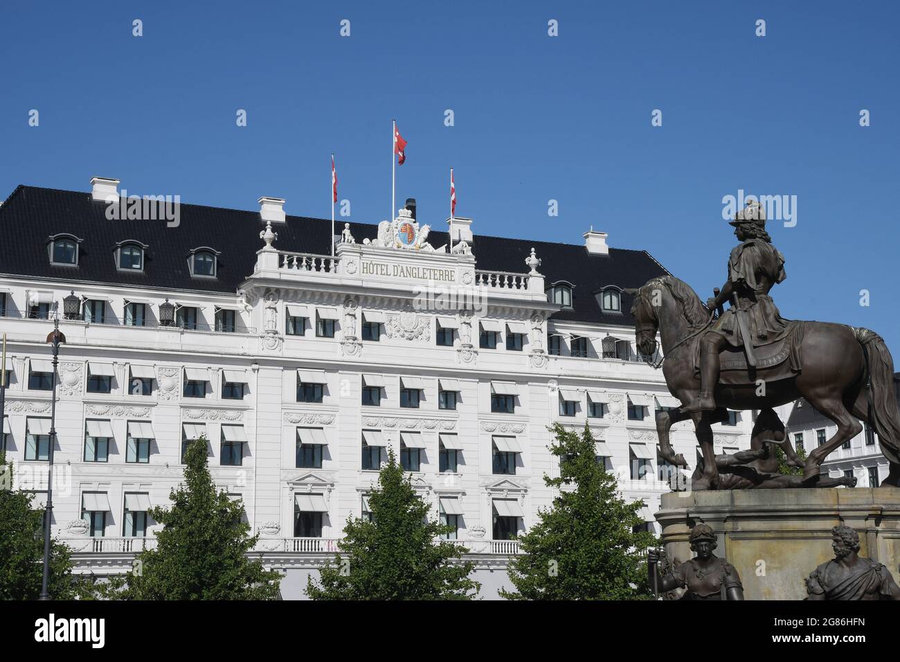 Copenhague, Danemark.17 juillet 2021, l'hôtel d'Angleterre est situé sur Kogen nytorv dans la capitale danoise. (Photo..Francis Joseph Dean/Dean Picture Banque D'Images