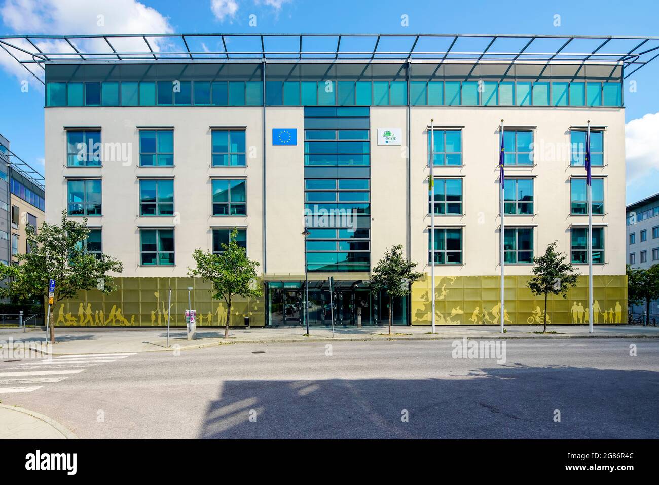 Centre européen de prévention et de contrôle des maladies (conception de Marge Arkitekter), situé à Frösunda, un quartier de Solna, au nord de Stockholm City, SW Banque D'Images