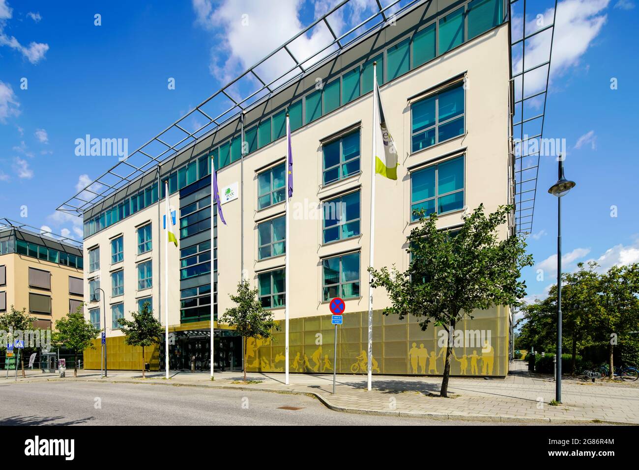 Centre européen de prévention et de contrôle des maladies (conception de Marge Arkitekter), situé à Frösunda, un quartier de Solna, au nord de Stockholm City, SW Banque D'Images