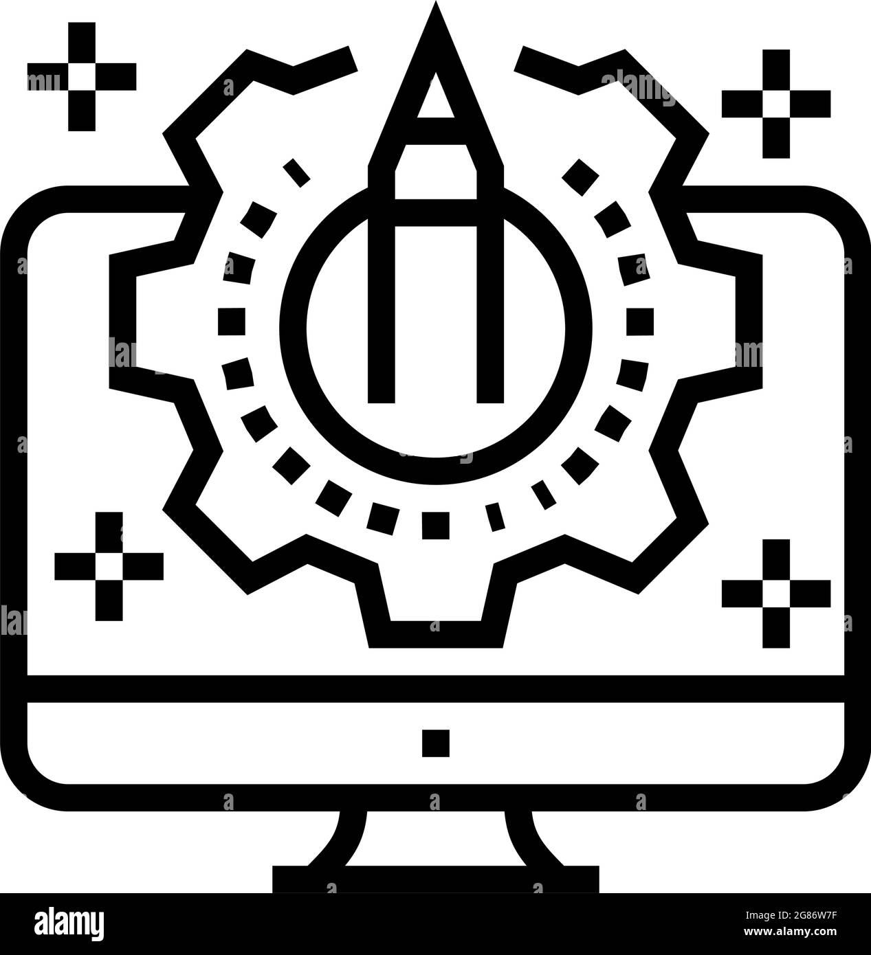 illustration vectorielle de l'icône de la ligne ugc du processus de créativité Illustration de Vecteur