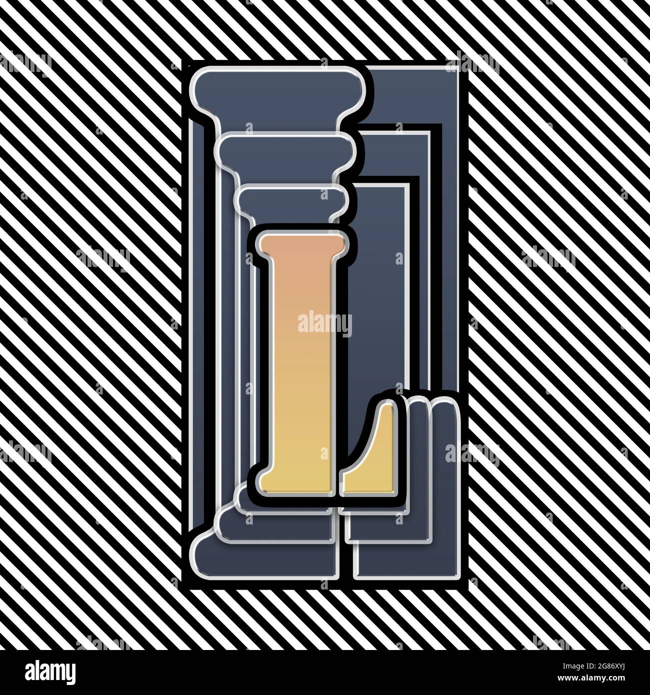 Monogramme avec caractère en majuscule L en acier Banque D'Images