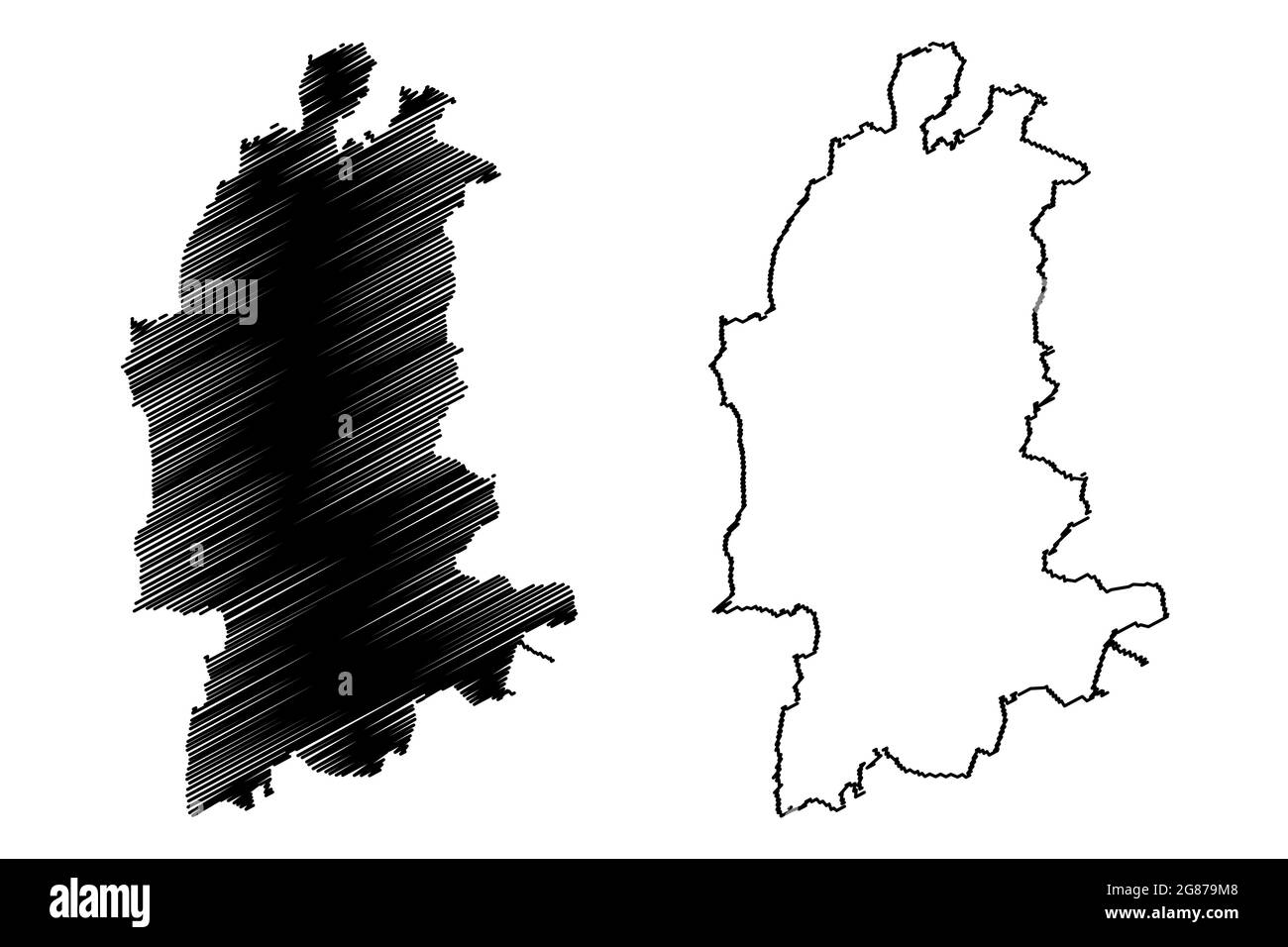 Ville de Neumunster (République fédérale d'Allemagne, quartier urbain, État libre du Schleswig-Holstein, Slesvig Holsten) carte illustration vectorielle, scribble ske Illustration de Vecteur