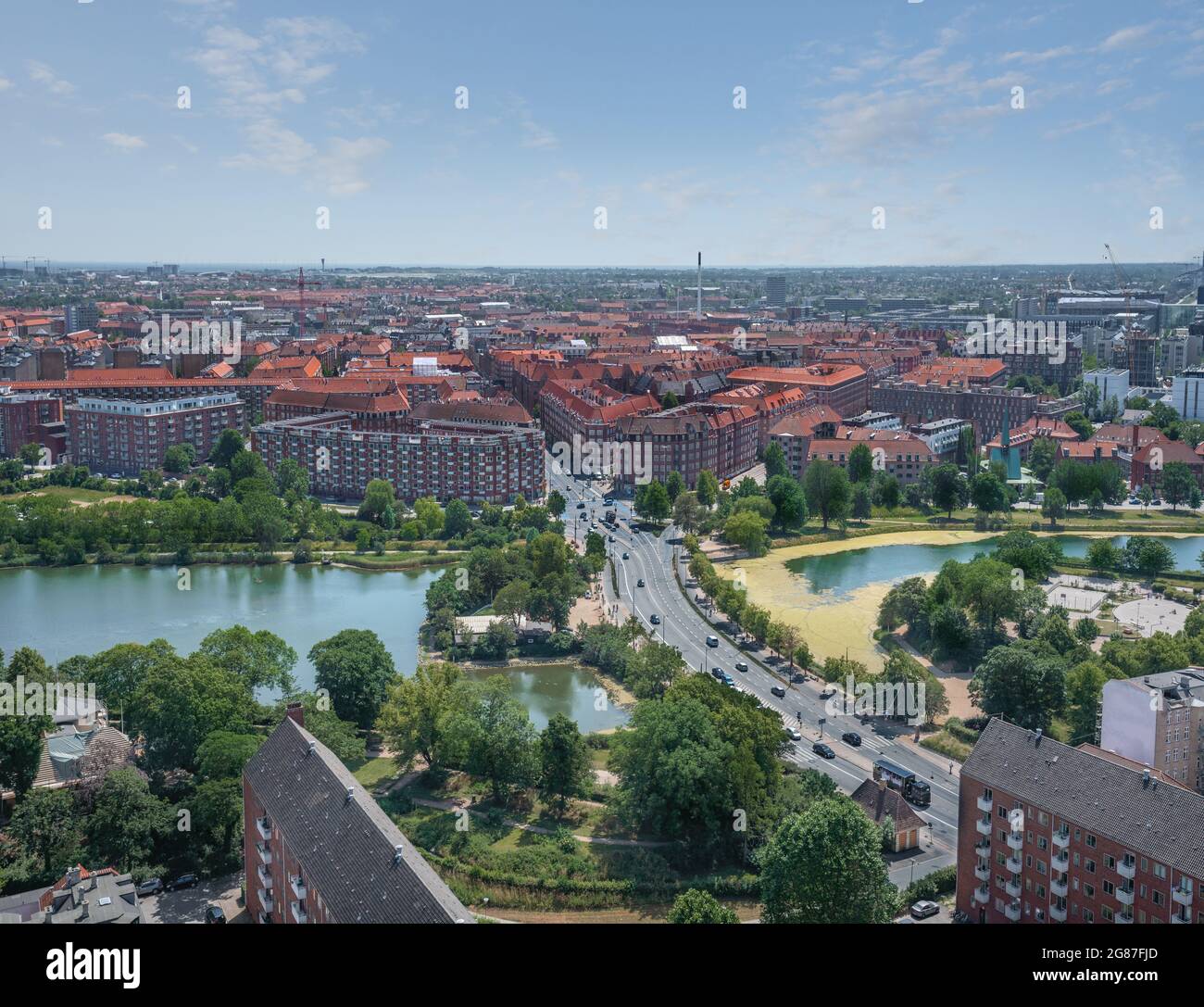 Vue aérienne du canal Stadsgraven et de l'île Amager - Copenhague, Danemark Banque D'Images