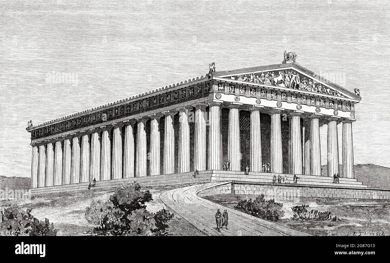 Photo Stéréo Vintage De L'intérieur Du Parthénon à Athènes - Tirage Original Sur Albumine, Circa 1860