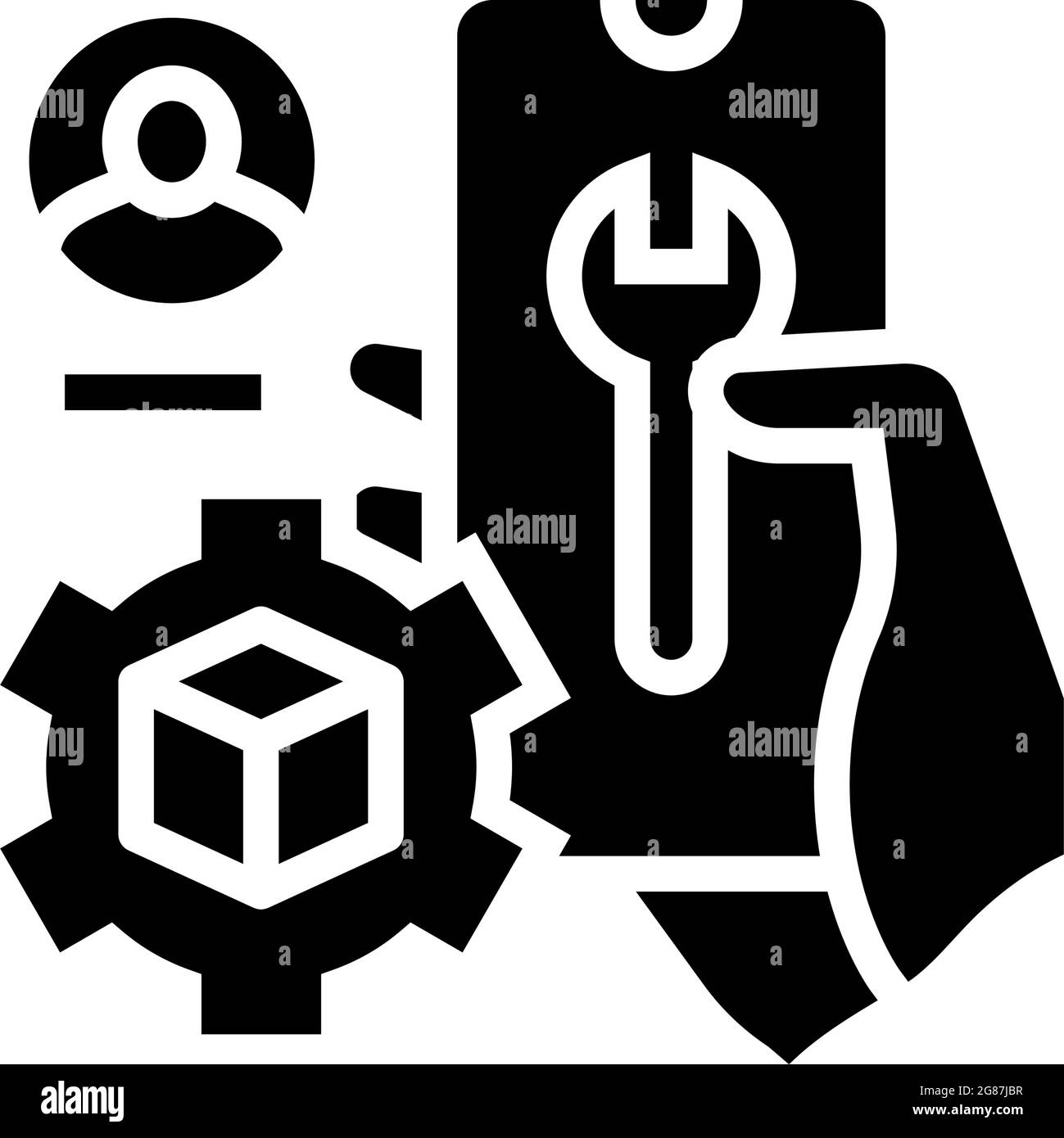 paramètres et correction du compte ugc illustration du vecteur d'icône de glyphe Illustration de Vecteur