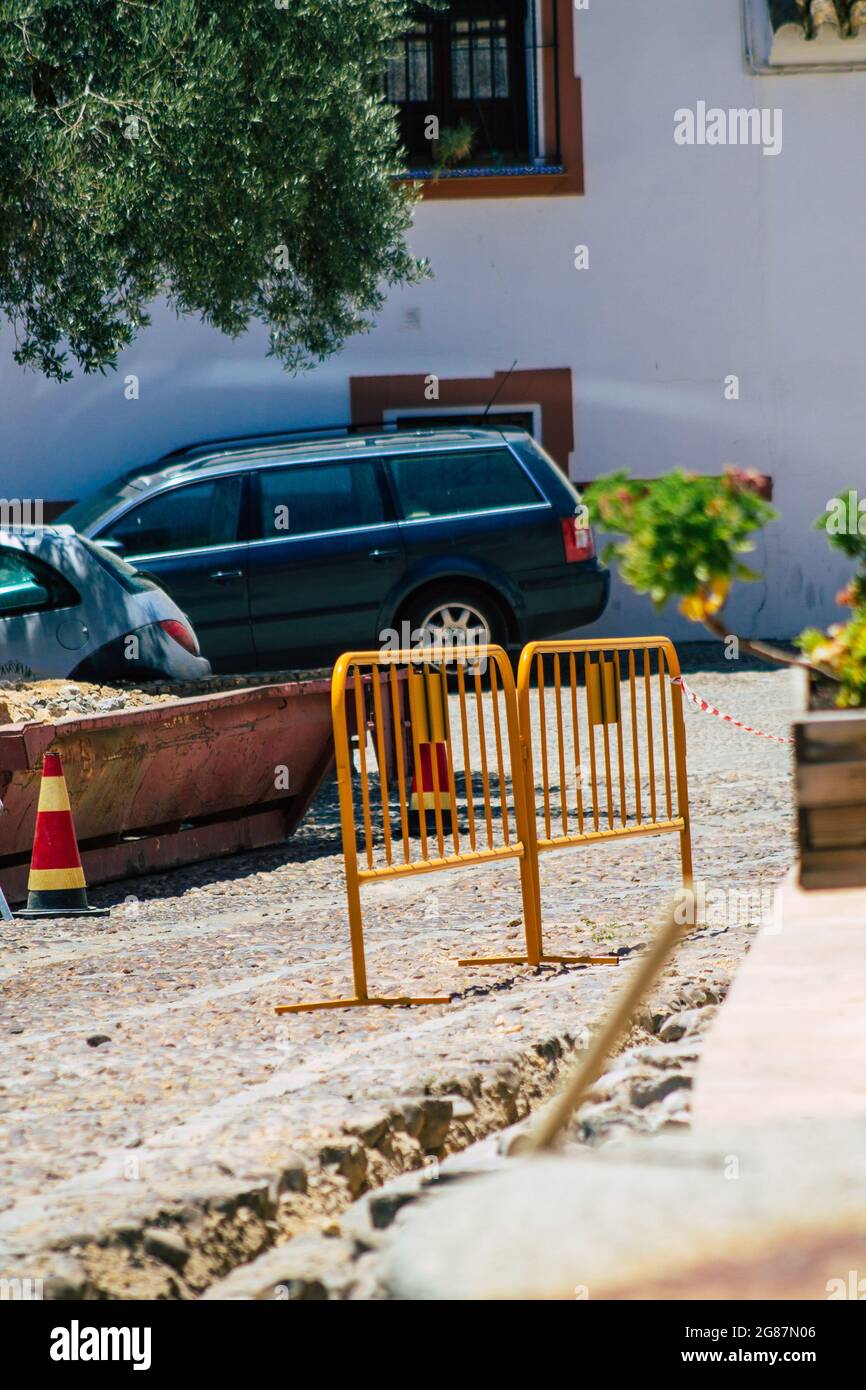 Carmona Espagne 15 juillet 2021 travaux publics dans les rues de Carmona pour réparer un câble