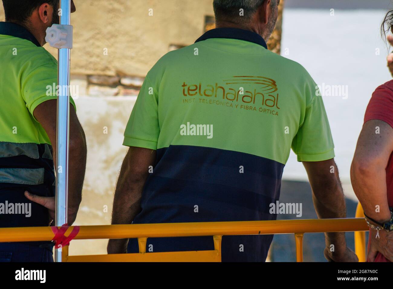 Carmona Espagne 15 juillet 2021 travaux publics dans les rues de Carmona pour réparer un câble