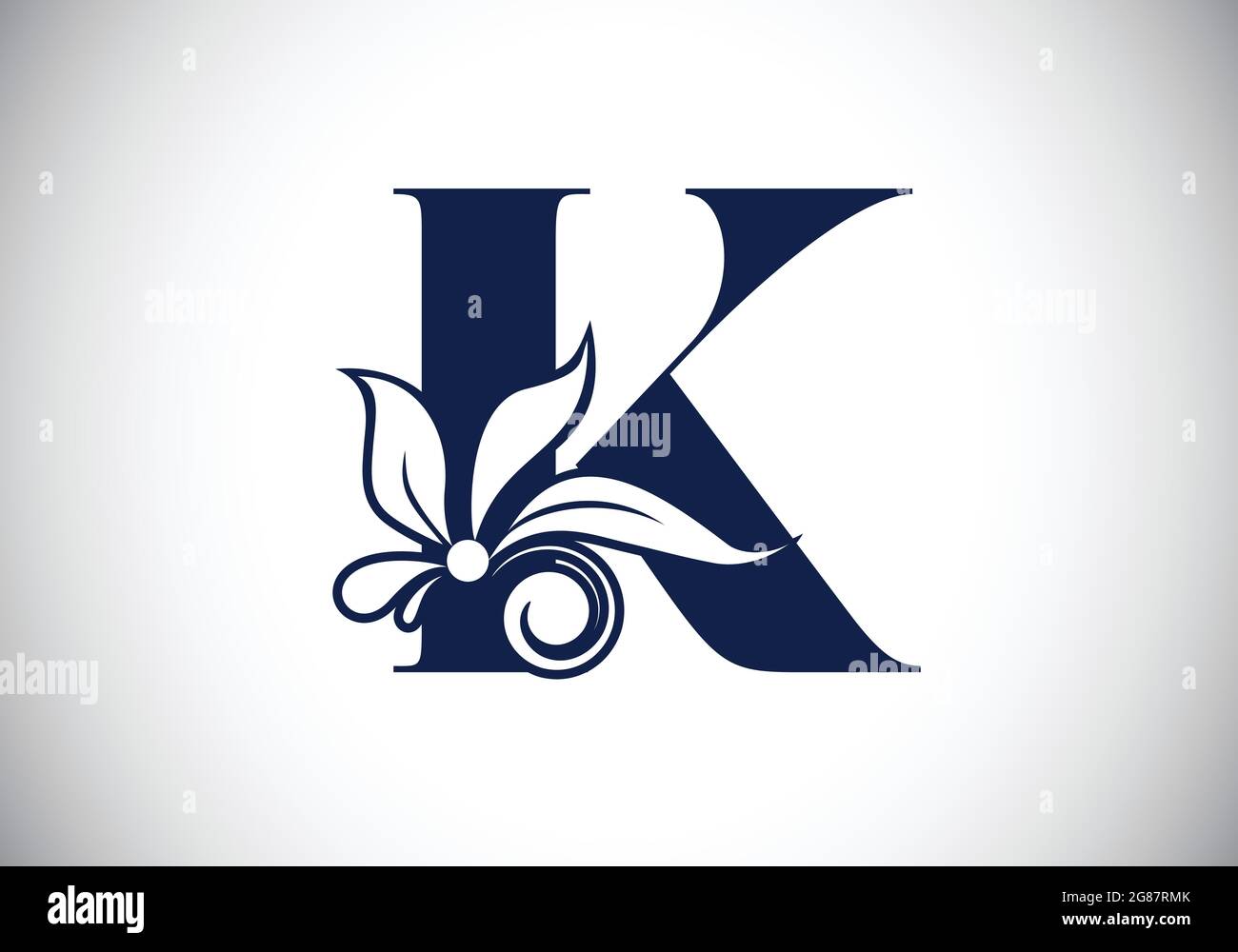 Lettre K du monogramme floral initiale avec éléments botaniques. Emblème de police. Illustration vectorielle pour les invitations de mariage, les cartes de vœux, les logos Illustration de Vecteur